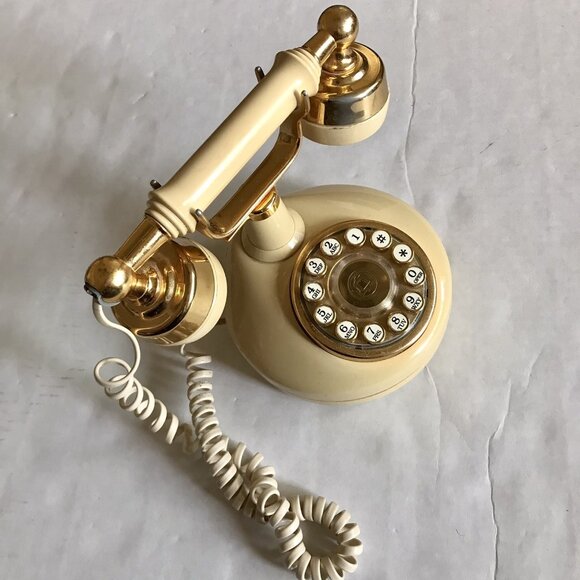 Western Electric Vintage‎ Push Button Telephone Cream Ivory & Brass Mid Century - Picture 3 of 10